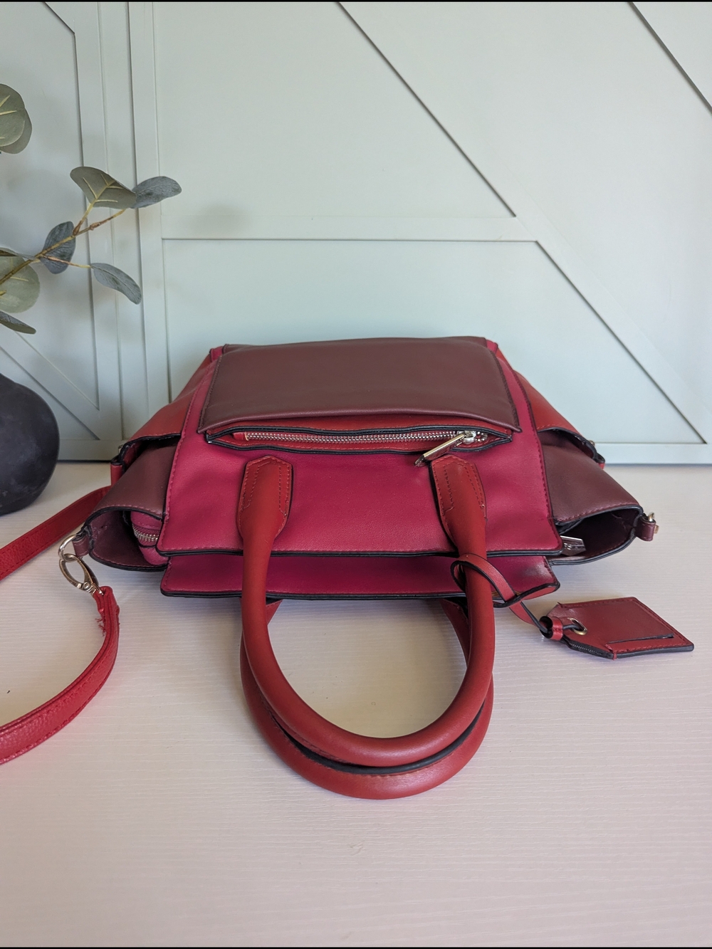 Reef Two-Tone Pink Leather Satchel with Detachable Strap - Picture 8 of 15